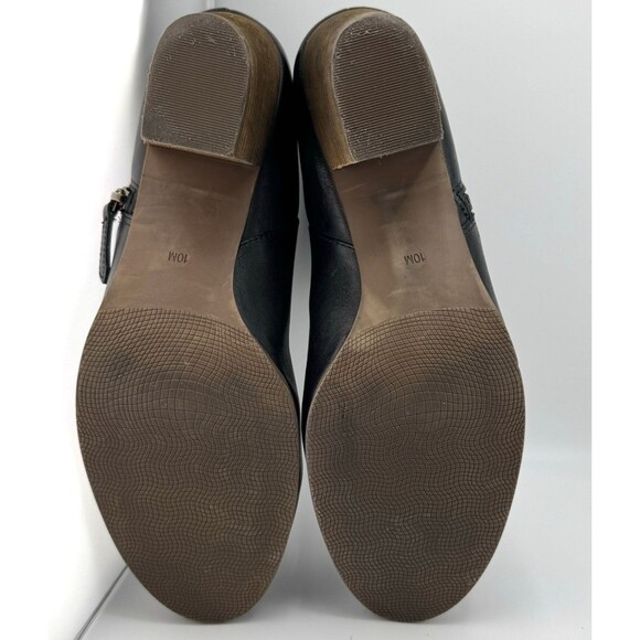 Crown Vintage Bootie Womens Size 10M Black Leather Ankle Boots outer zip - Picture 6 of 7